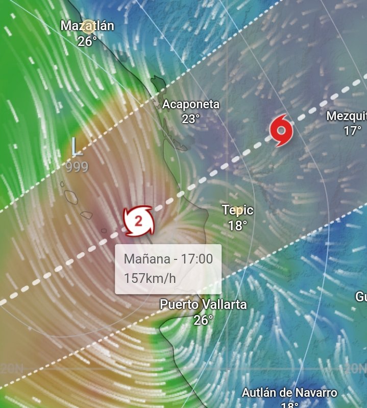 HURACAN LIDIA ENTRARÍA EN CATEGORÍA 2 A BOCA DE ASADERO